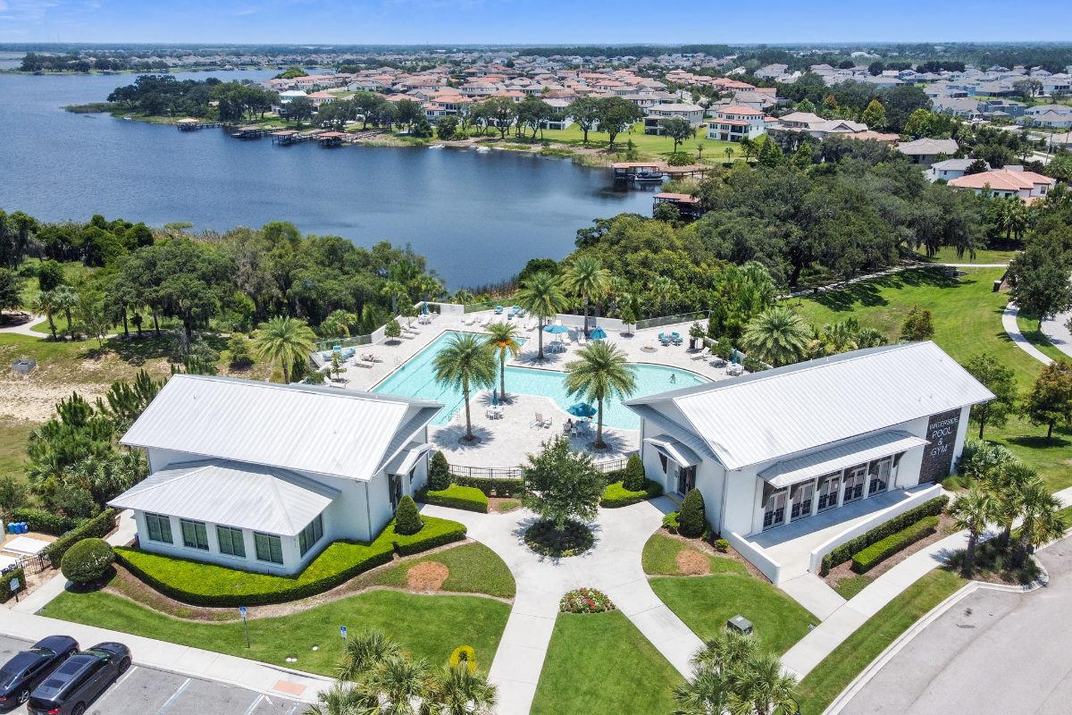 Waterside community from above, Horizon West