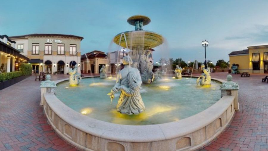 Dellagio fountain at dusk
